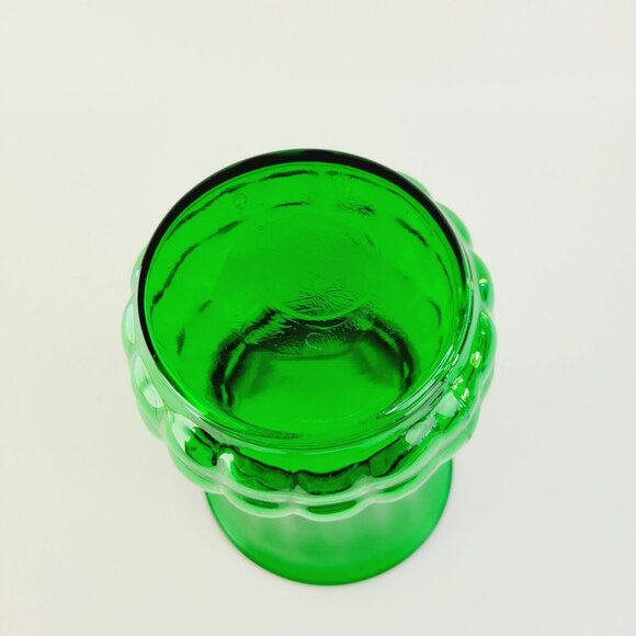 Retro Anchor Hocking 9" Forest Green Glass Vase, Flared Pineapple, MCM USA Made - Picture 6 of 9